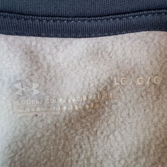 UNDER ARMOUR Women's Fleece Big Logo Chenille/Shine Hoodie Mechanic Blue L - Picture 4 of 7